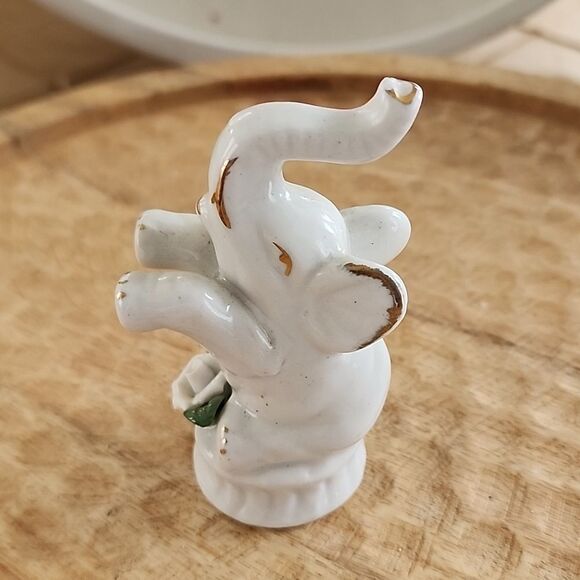 Vintage Handpainted Elephant Figurine with Gold tone Accents - Picture 1 of 7